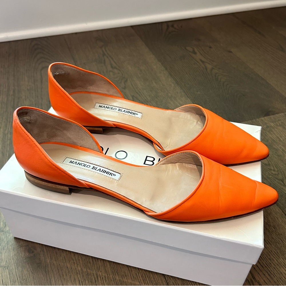 Authentic Manolo Blahnik Orange Slides - image 1